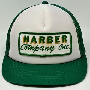 Vintage 80s Harbor Company Inc Trucker Hat Baseball Cap Green Mesh Snapback